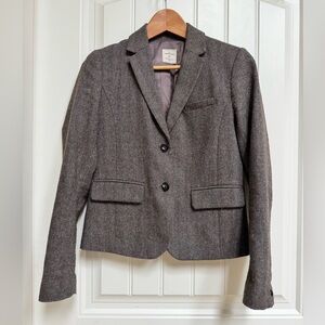 Gap The Academy Blazer in Brown Tweed Herringbone Wool Blend. Size 0